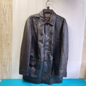 SARAR Mens Black Button up Leather Lined Jacket Size XL
